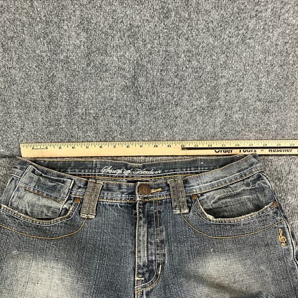 Songs of Freedom Jeans Mens Size 34 Blue Distressed Straight Leg Casual Denim - Picture 10 of 14